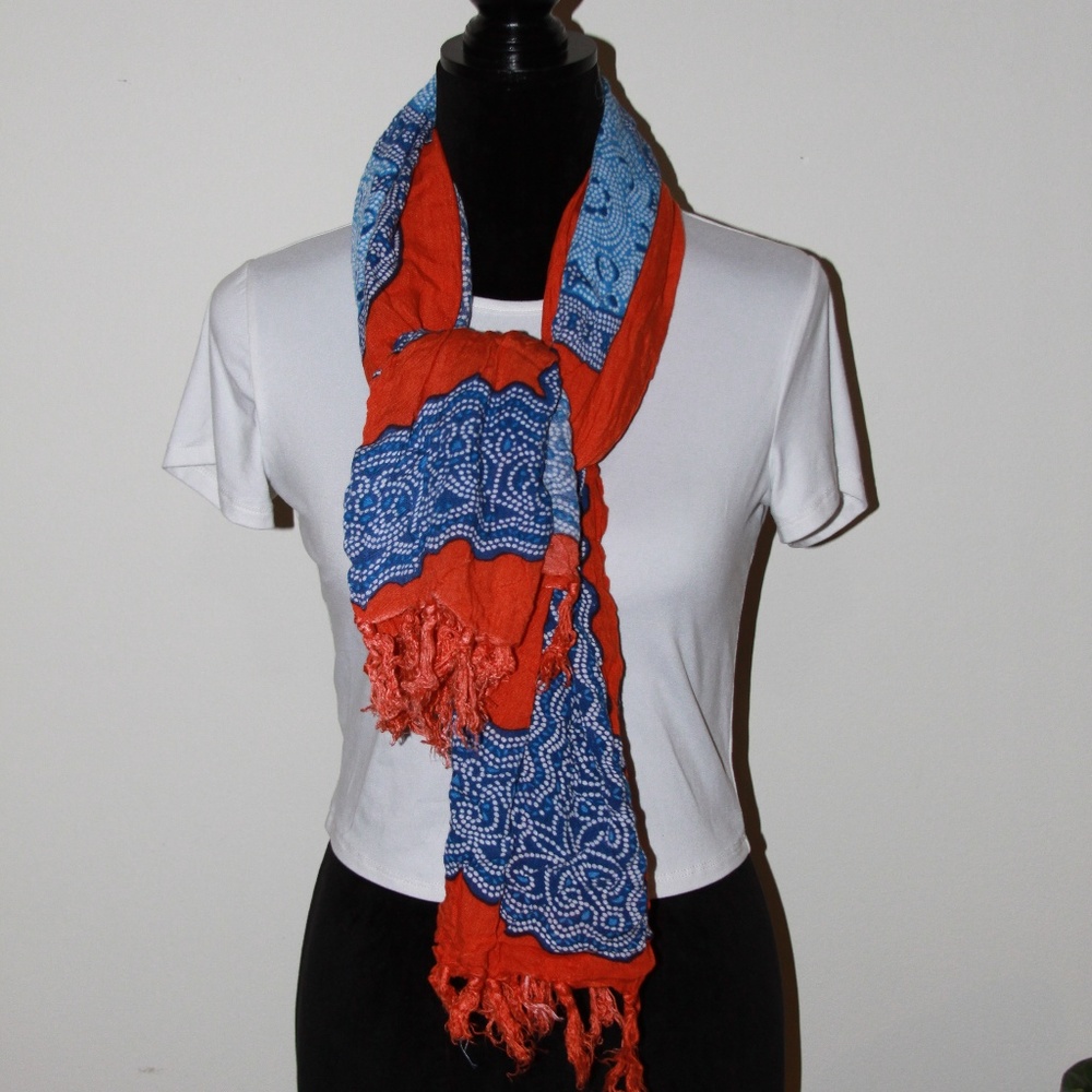 Orange and Blue scarf/cover up